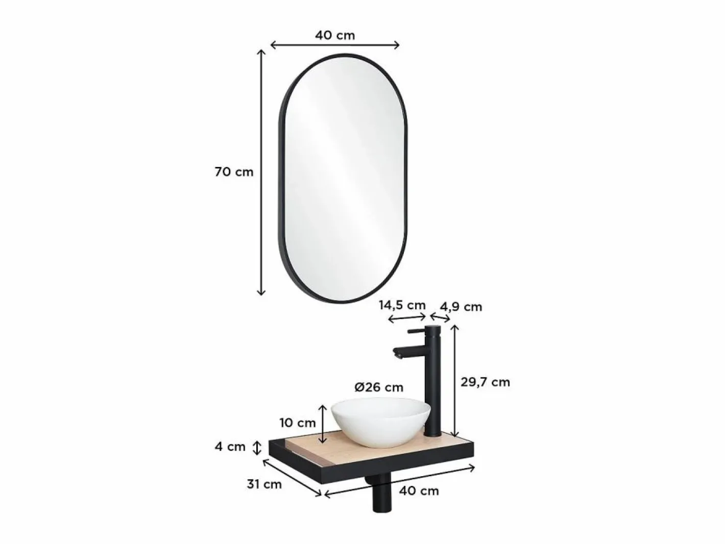 Lavabo SOHO slim + lavabo + grifo + espejo^ Online