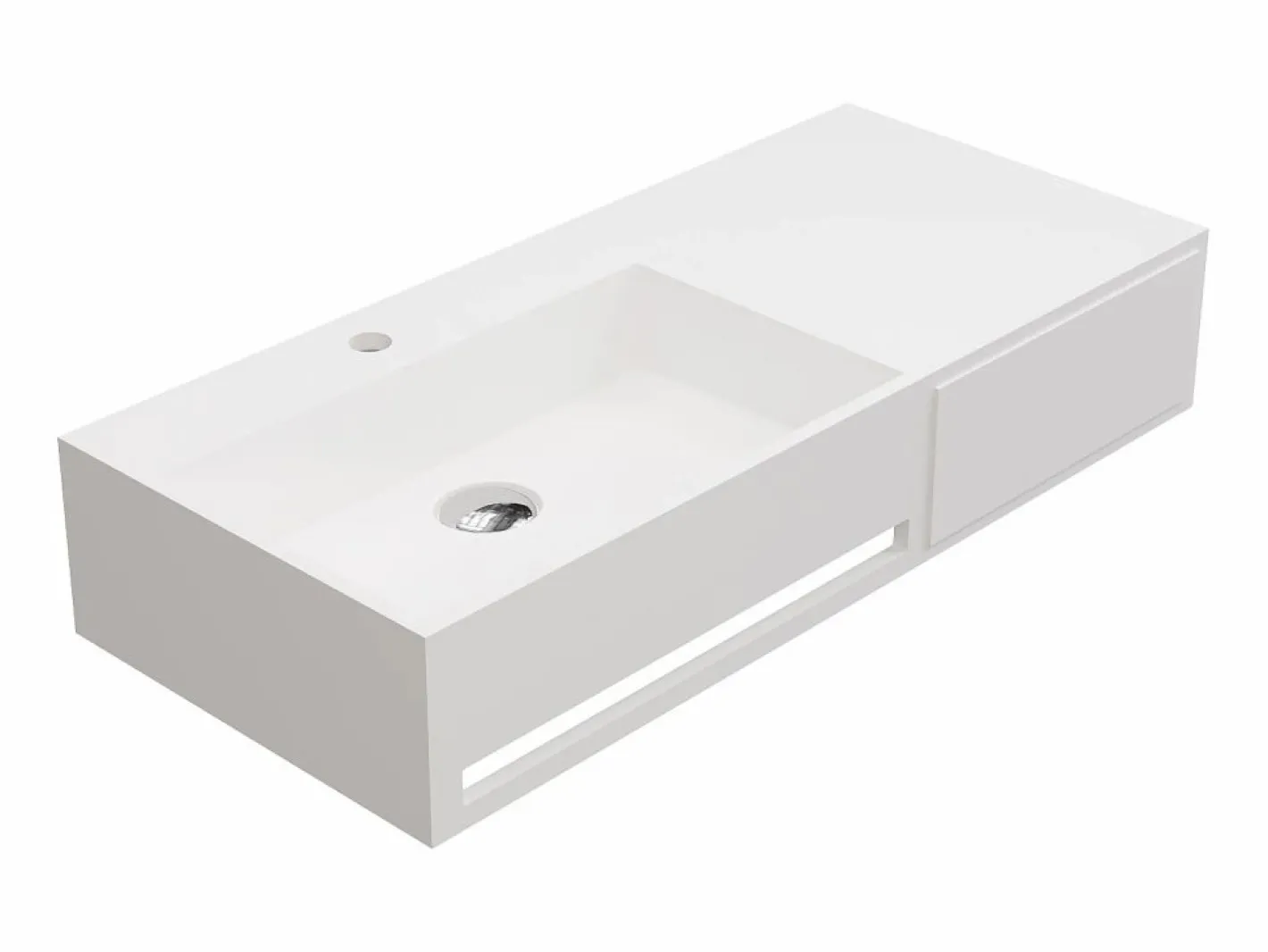 Lavabo suspendido de solid surface con toallero - 90 cm - GANDAKI^Shower & Design Online