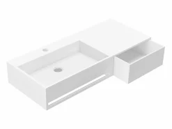 Lavabo suspendido de solid surface con toallero - 90 cm - GANDAKI^Shower & Design Online