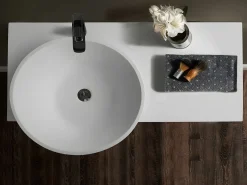 Lavabo suspendido de solid surface con toallero - 100 cm - YUMIKO^Shower & Design Online