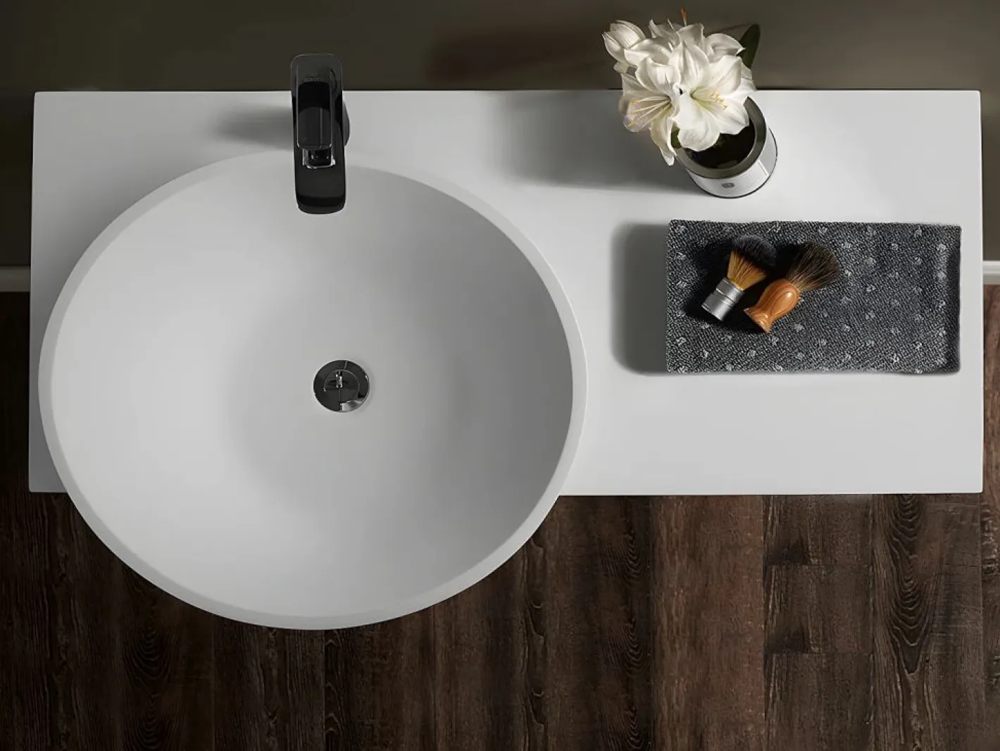 Lavabo suspendido de solid surface con toallero - 100 cm - YUMIKO^Shower & Design Online