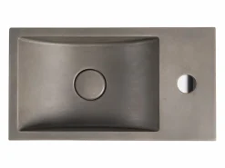 Shower & Design Lavabo suspendido de cemento con soporte, Ancho 40 x 22 cm, UCHAMI Gris Hot