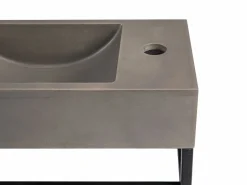 Shower & Design Lavabo suspendido de cemento con soporte, Ancho 40 x 22 cm, UCHAMI Gris Hot