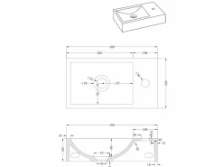Shower & Design Lavabo suspendido de cemento con soporte, Ancho 40 x 22 cm, UCHAMI Gris Hot
