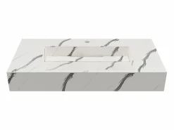 Lavabo suspendido efecto mármol blanco - 90 cm - TAKOTNA^Shower & Design Discount