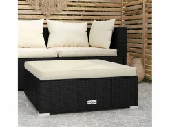 Garden Furniture Layla Hope Reposapiés de jardín con cojín ratán sintético gris 70x70x30 cm Negro New