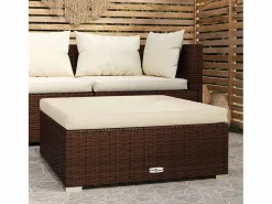 Garden Furniture Layla Hope Reposapiés de jardín y cojín ratán sintético marrón 70x70x30cm Marru00f3n Sale