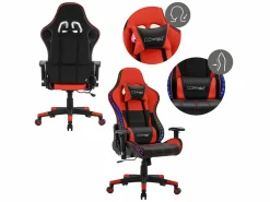 ML-DESIGN Silla Gaming|LED Gaming Silla Silla de escritorio Silla de oficina Silla giratoria Ajustable