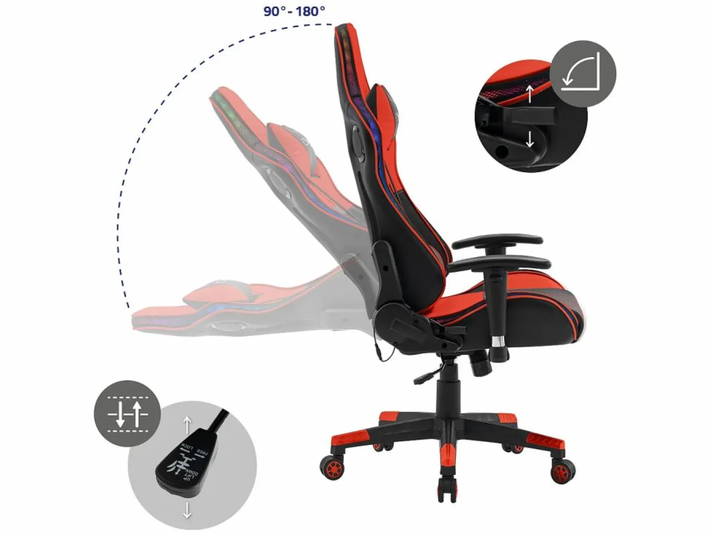 ML-DESIGN Silla Gaming|LED Gaming Silla Silla de escritorio Silla de oficina Silla giratoria Ajustable