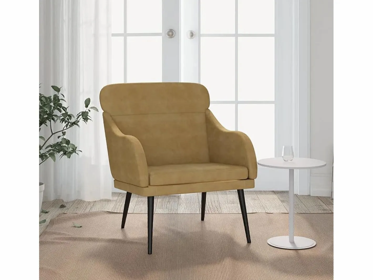 Garden Furniture Sillón Escandinavo|Leon Scott Sillón de terciopelo marrón 63x76x80 cm