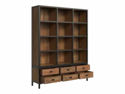 Librería 6 cajones 12 nichos en metal y madera de cedro - Shelby^Rendez-Vous Déco New