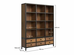 Librería 6 cajones 12 nichos en metal y madera de cedro - Shelby^Rendez-Vous Déco New