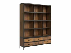 Librería 6 cajones 12 nichos en metal y madera de cedro - Shelby^Rendez-Vous Déco New