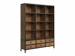 Librería 6 cajones 12 nichos en metal y madera de cedro - Shelby^Rendez-Vous Déco New