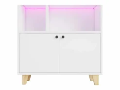 ModernLuxe Librería|Librería 80×30×173 cm - iluminación LED de cambio de color - 2 puertas - compartimentos de almacenamiento -