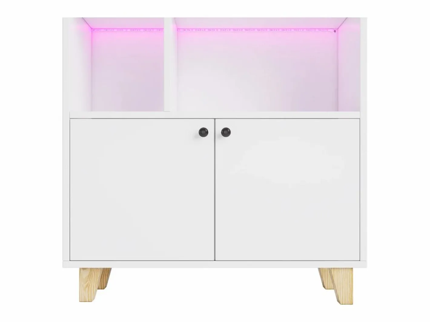 ModernLuxe Librería|Librería 80×30×173 cm - iluminación LED de cambio de color - 2 puertas - compartimentos de almacenamiento -