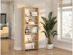 Armario Oficina|Librería - Estantería multifunción Roble Sonoma 5 niveles 70X30x189cm - Para libros, juguetes y accesorios de oficina
