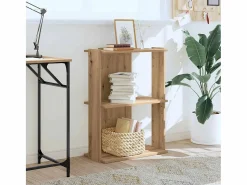 Clicnbuy Librería 3 niveles madera ingeniería roble artesanal 60x30x80cm Marru00f3n Clearance