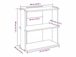 Clicnbuy Librería 3 niveles madera ingeniería roble artesanal 60x30x80cm Marru00f3n Clearance