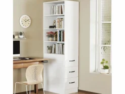Librería alta de salón - 60 x 38 x 180 cm - con 3 cajones + estantes regulables - aglomerado -^Merax New