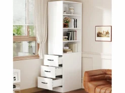 Librería alta de salón - 60 x 38 x 180 cm - con 3 cajones + estantes regulables - aglomerado -^Merax New