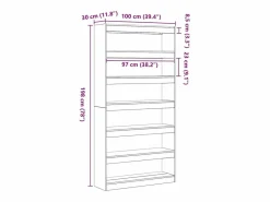 Librería|Librería Artesanal de Madera Maciza de Roble 100 x 30 x 198 cm