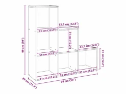 vidaxl Estantería|Librería biombo de 3 niveles, blanca, 99x29x99 cm, madera de ingeniería