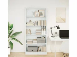 Librería blanca 80x24x176 cm madera contrachapada^ New