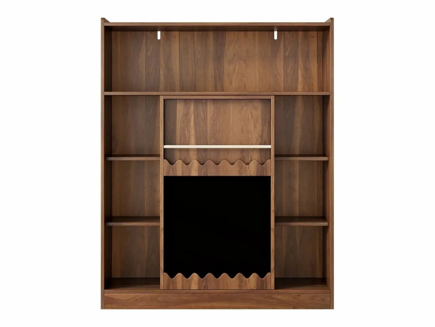 Hauss Spole Librería color nogal con puerta corredera, pizarra y 9 estantes abiertos, MDF Marru00f3n Sale