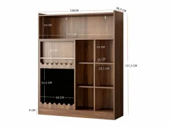 Hauss Spole Librería color nogal con puerta corredera, pizarra y 9 estantes abiertos, MDF Marru00f3n Sale