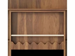 Hauss Spole Librería color nogal con puerta corredera, pizarra y 9 estantes abiertos, MDF Marru00f3n Sale
