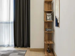 Vente-unique Librería con 5 estantes - Natural y negro - DELORY Negro / Color natural claro