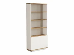Vente-unique Librería|Librería con 2 puertas y 4 huecos - Blanco y natural - LOTULA