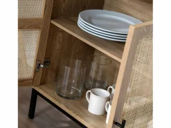 Calicosy Librería|Librería de 6 Compartimentos y 2 Puertas en Ratán Natural H175cm - JAYA