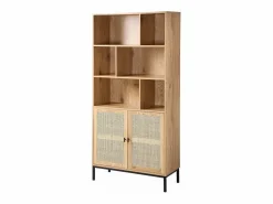 Calicosy Librería|Librería de 6 Compartimentos y 2 Puertas en Ratán Natural H175cm - JAYA