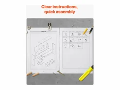 Librería de Escritorio SucceBuy. Organizador de Madera de 3 Niveles. con 2 Cajones de Tela. para Escritorio, Hogar y Dormitorio, Para Oficina Marru00f3n