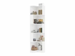 Merax Librería de esquina - 63,5 x 45 x 175 cm - con LED + 5 niveles de almacenaje - MDF - Blanco Discount