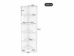Merax Librería de esquina - 63,5 x 45 x 175 cm - con LED + 5 niveles de almacenaje - MDF - Blanco Discount