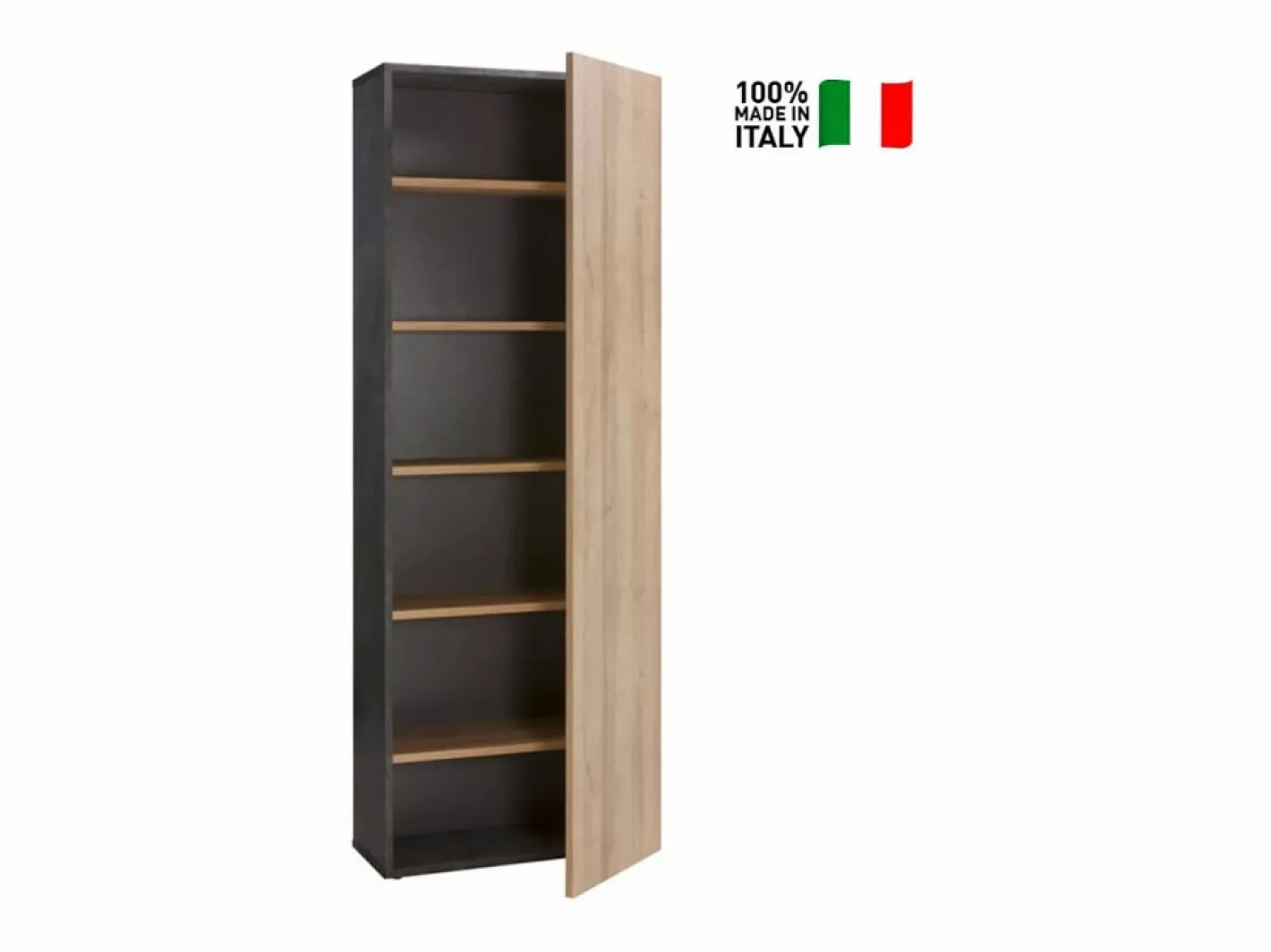 Librería Estantería Alta 6 Estantes Gris y Roble Natural Para Oficina Y Despacho Multicolor New