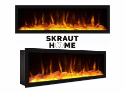 Librería estantería, 230x25x186cm, Salón - Comedor - Oficina, Chimenea eléctrica, Roble y negro^Skraut Home Sale