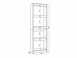 Skraut Home Librería estantería, 60x25x186cm, Salón - Comedor - Oficina, Con Almacenaje, Cemento Gris Discount