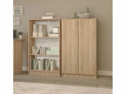 Consola Escritorio|Librería haaus Flint, 2 puertas, Roble Sonoma, 70 x 32 x 122 cm