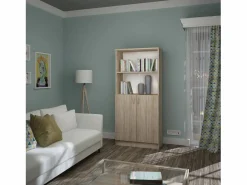 Librería haaus Flint, con puertas inferiores y 1 estante, Roble Sonoma, 70 x 32 x 159 cm Beige Online