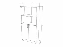 Librería haaus Flint, con puertas inferiores y 1 estante, Roble Sonoma, 70 x 32 x 159 cm Beige Online