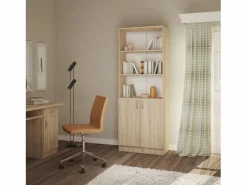 Librería haaus Flint, con puertas inferiores y 2 estantes, Roble Sonoma, 70 x 32 x 196 cm^ Hot