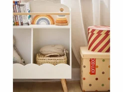 Sobuy Mueble De Bebé|Librería Infantil Pequeño para Niños con 1 Estantería y 2 Compartimentos Organizador de Juguetes y Libros para Niños KMB100-K-W ES