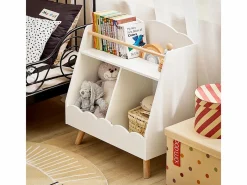 Sobuy Mueble De Bebé|Librería Infantil Pequeño para Niños con 1 Estantería y 2 Compartimentos Organizador de Juguetes y Libros para Niños KMB100-K-W ES