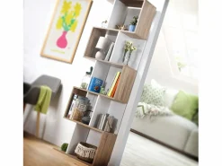 Librería múltiples estantes Alt. 180cm - Acabado madera y blanco^Calicosy Sale