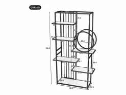 ModernLuxe Librería|Librería moderna de metal 100×30×180 cm - estructura geométrica - blanco +