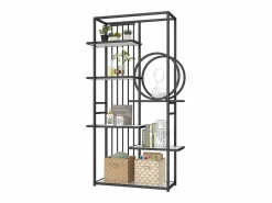 ModernLuxe Librería|Librería moderna de metal 100×30×180 cm - estructura geométrica - blanco +